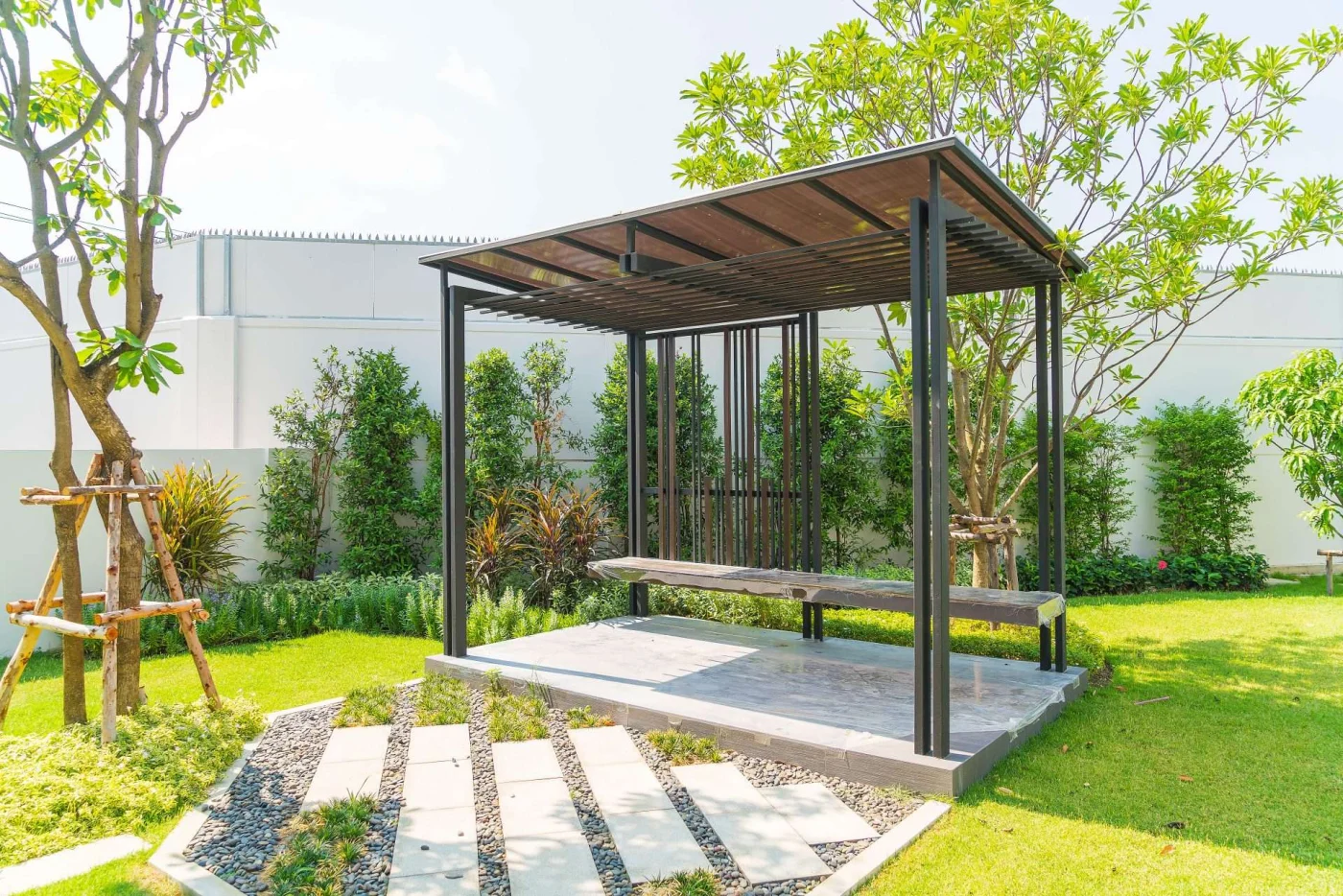 Square gazebo installed in the backyard in Lafayette, CA | The Home Living Company