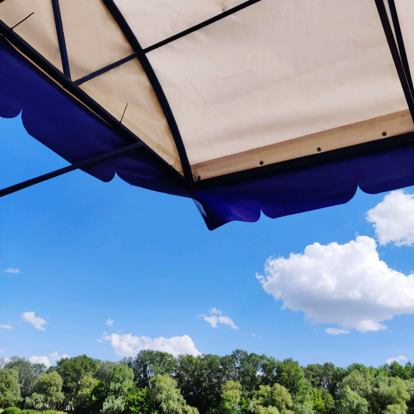 View from under an outdoor awning to block the sun in Lafayette, CA | The Home Living Company