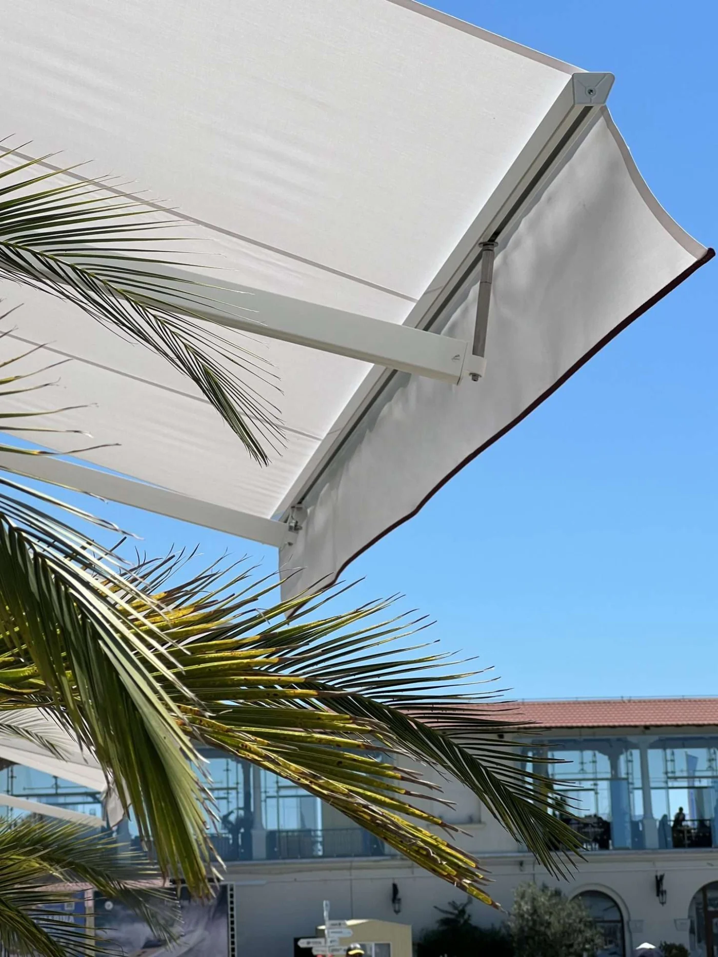 White retractable awning on patio of home in Lafayette, CA | The Home Living Company