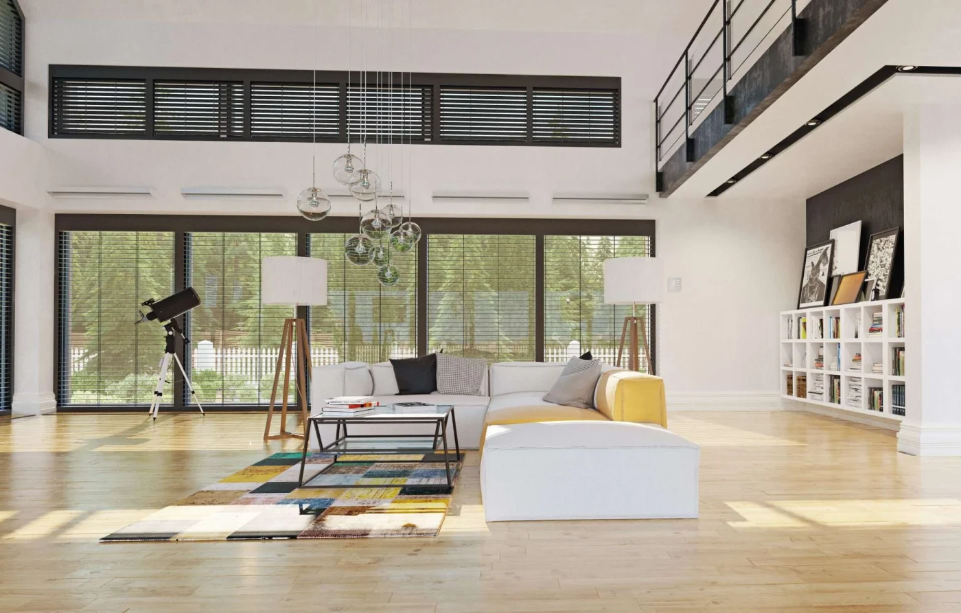 Modern House Interior Design Beautiful blinds hung in home with numerous windows for ultimate light control