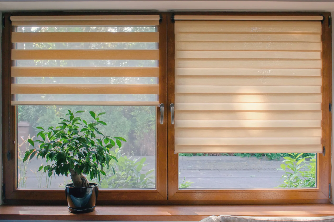 Tanned shades over windows at St. Helena, CA home | The Home Living Company