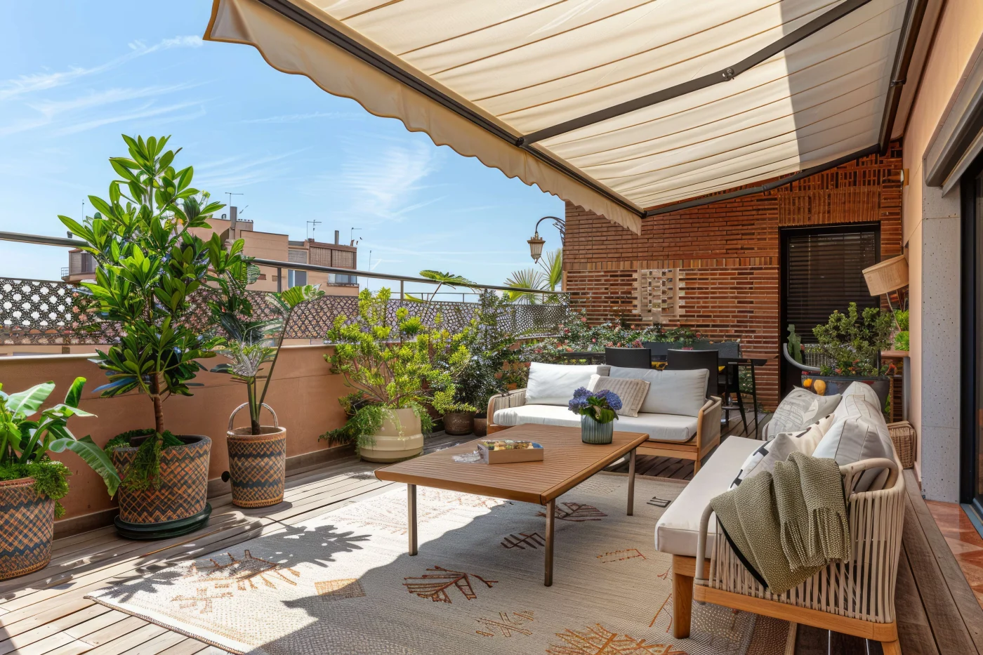 Patio cover with awning over St. Helena, CA yard | The Home Living Company