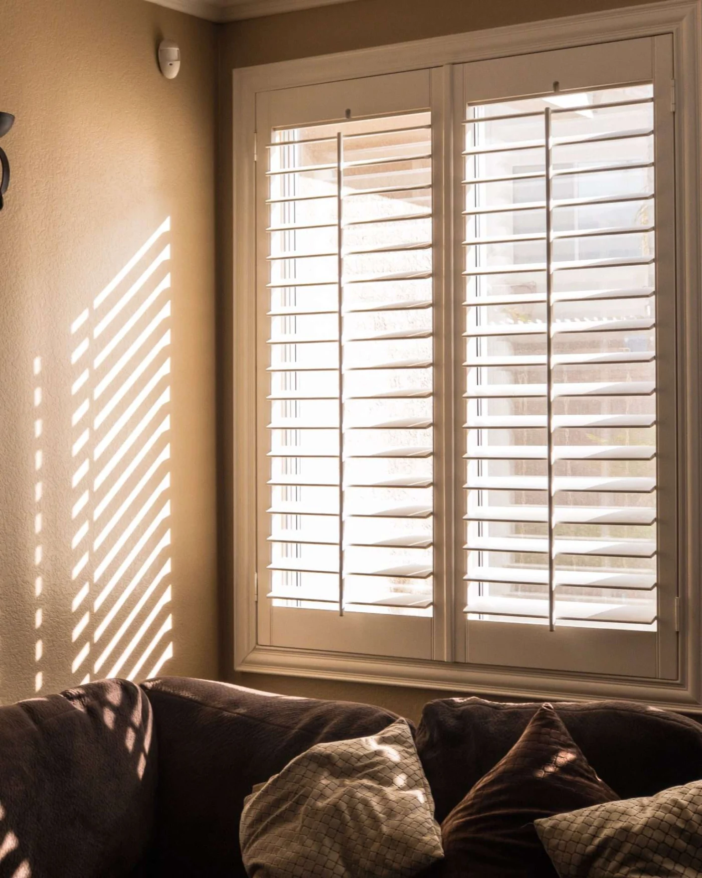 Plantation shutters installed on window in home | Lafayette, CA | Home Living Window Fashions