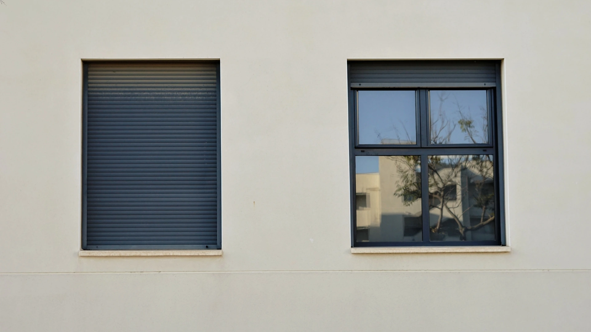 Windows with rolling security shutters on the facade in Walnut Creek, CA | Home Living Outdoor Spaces
