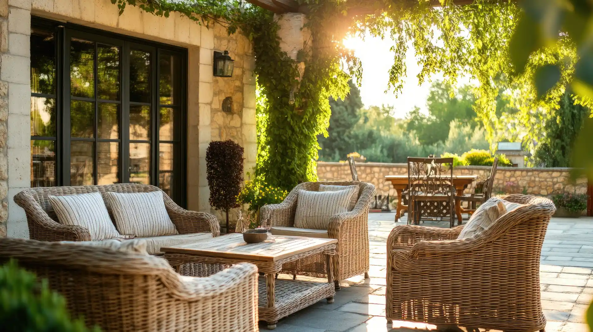Beautiful shaded patio under a pergola in Walnut Creek, CA | Home Living Window Fashions